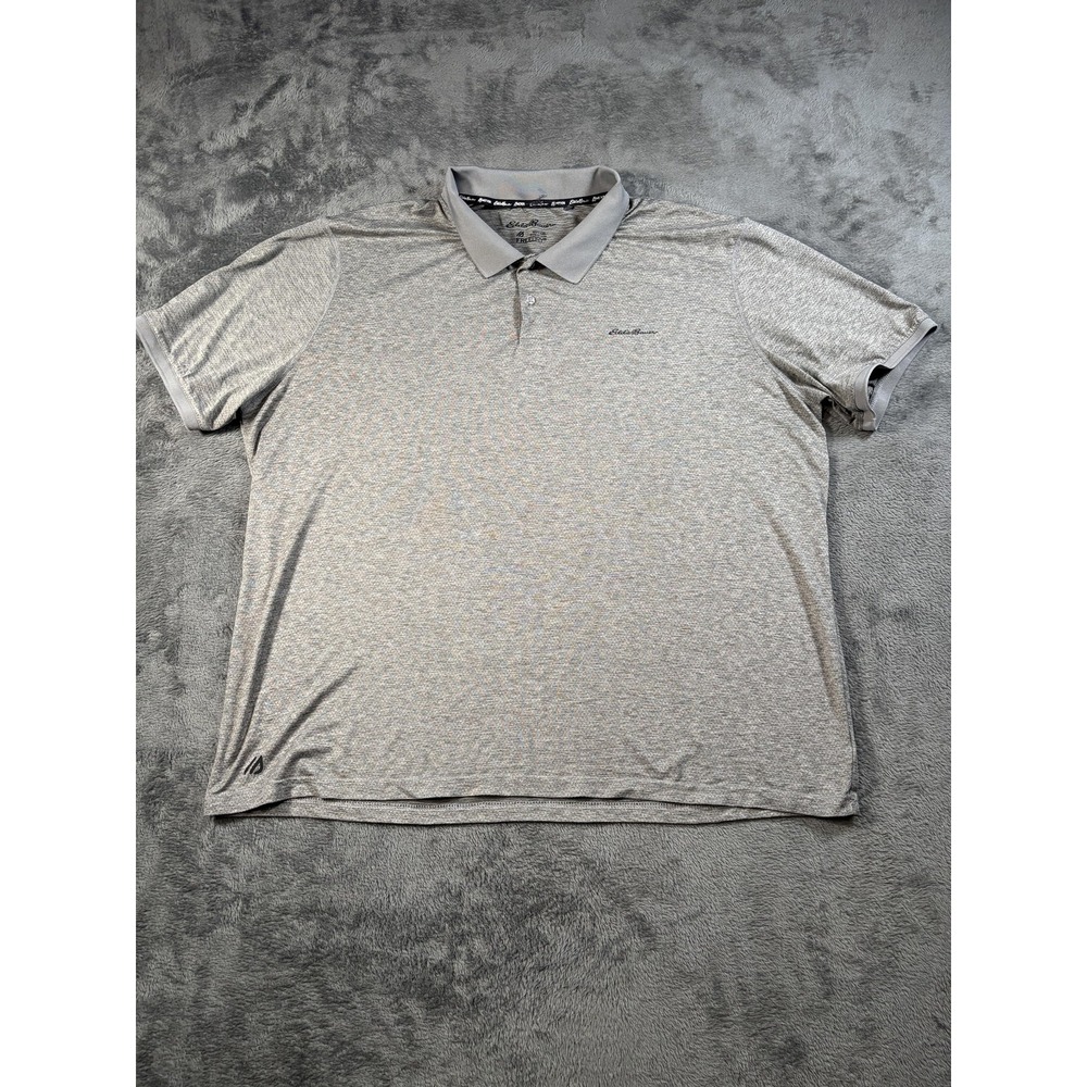 Eddie Bauer FreeDry Polo Shirt Mens XL Gray Stripe Golf Stretch Performance Tech